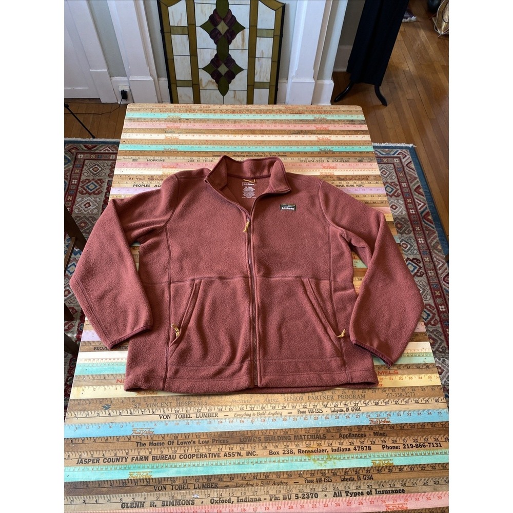 LL Bean Mens Swift Fleece Full Zip Light Jacket XL Tall Burgundy Coat XLT Hiking